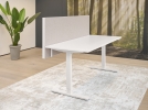 Akoestische voorzetwand t.b.v. enkele werkplekkenmet wit (W) aluminium kader (5cm dik) 180x70 cm