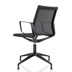 Design vergaderstoel in mesh zwart, zwart frame