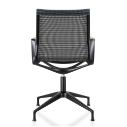 Design vergaderstoel in mesh zwart, zwart frame