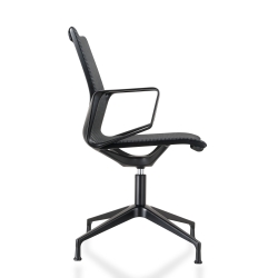 Design vergaderstoel in mesh zwart, zwart frame